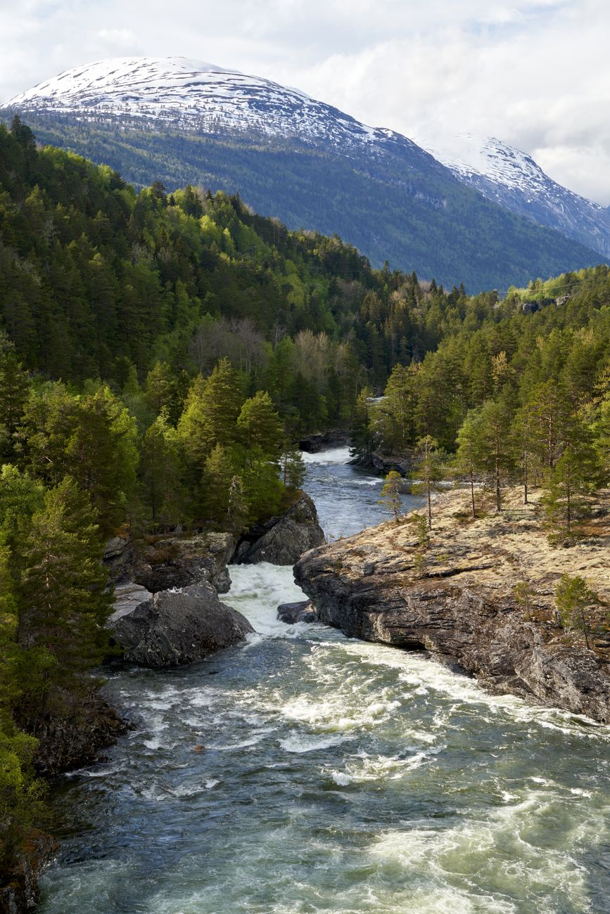 photo of a mountain landscape and a river